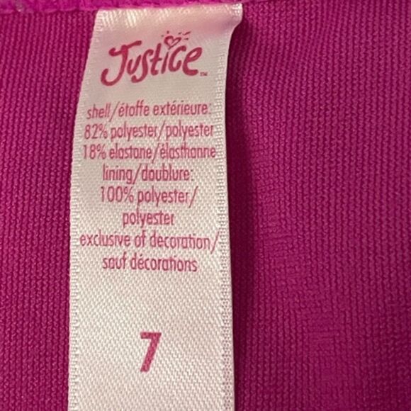 Girls size 7 Justice bright pink with silver colored circles racer back bikini - Picture 11 of 11